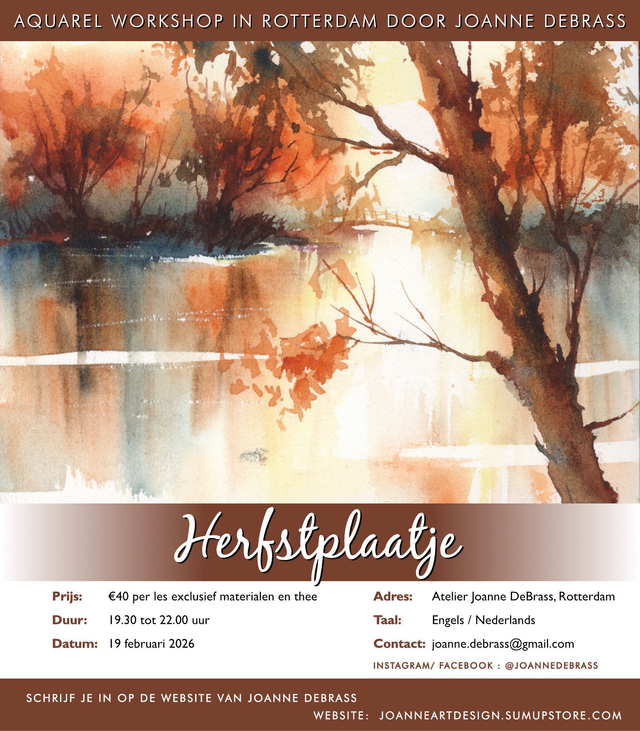 19-02-2026 van 19.30- 22.00u Herfst - aquarel workshop in Rotterdam