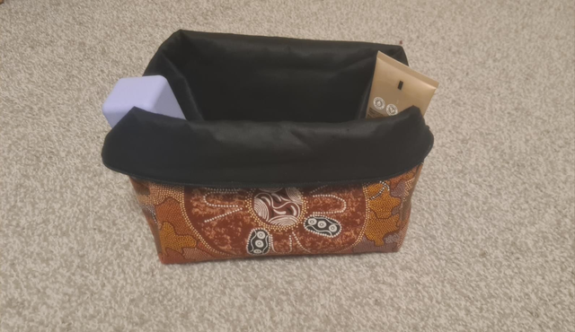 Orange / Brown Aboriginal Design Toiletry Bag