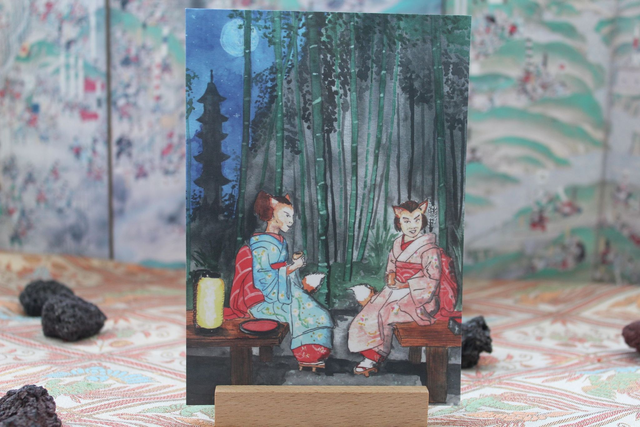 Carte postale renardes maiko