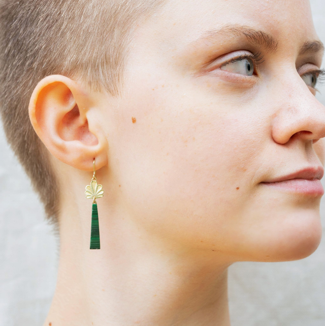 Boucles d'oreilles Calyx - Doré, vert