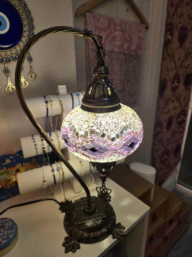 Large Mosaic Swanneck Table Lamp