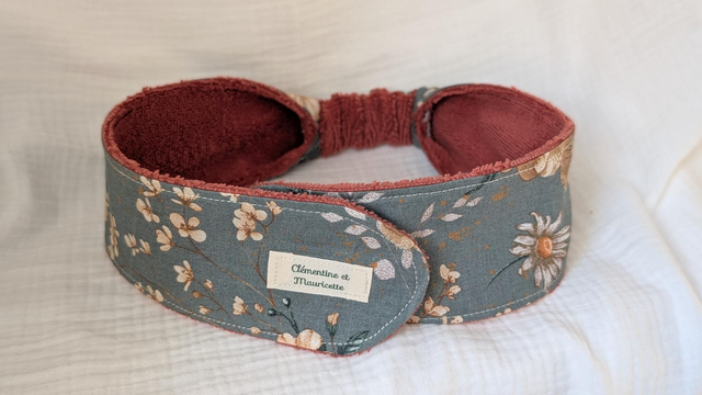 Bandeau soin visage - Collection "Jardin de Sauge" + éponge "Terracotta"