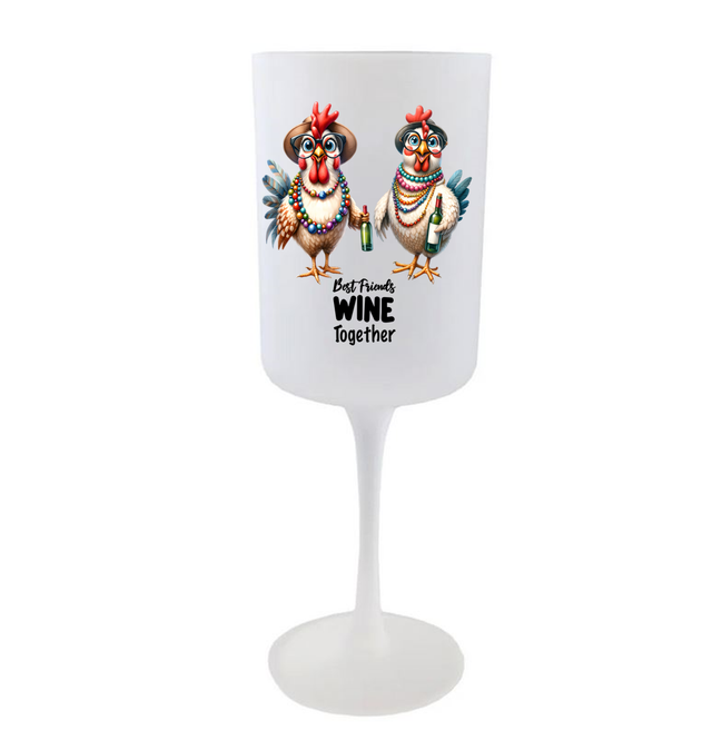 Wine Glass - Best Friends Wine Together - 275ml Red Wine Goblet - Frosted