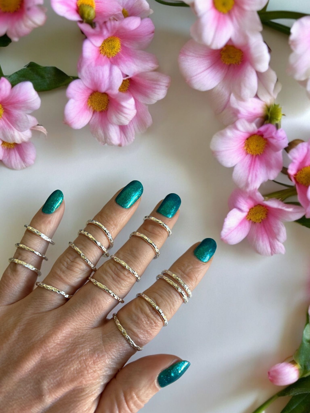 Thin Hammered Stacking Ring