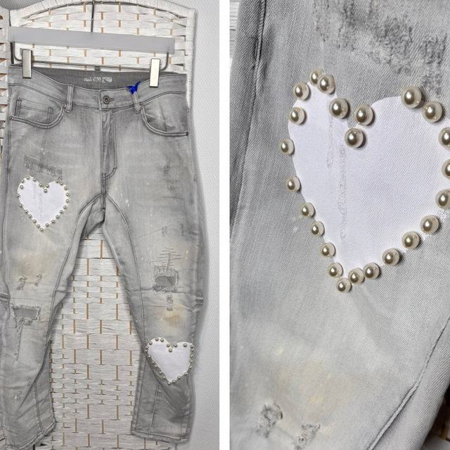 Jeans „PearlHeart weiß“ und „rosa“