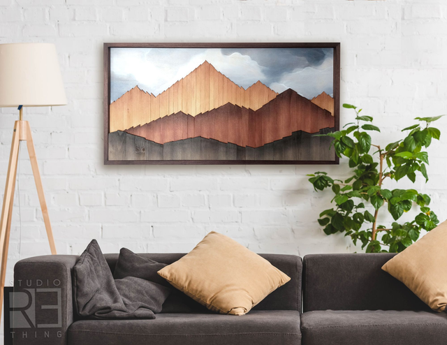 „Górski Spokój” – Drewniana Dekoracja Ścienna 3D