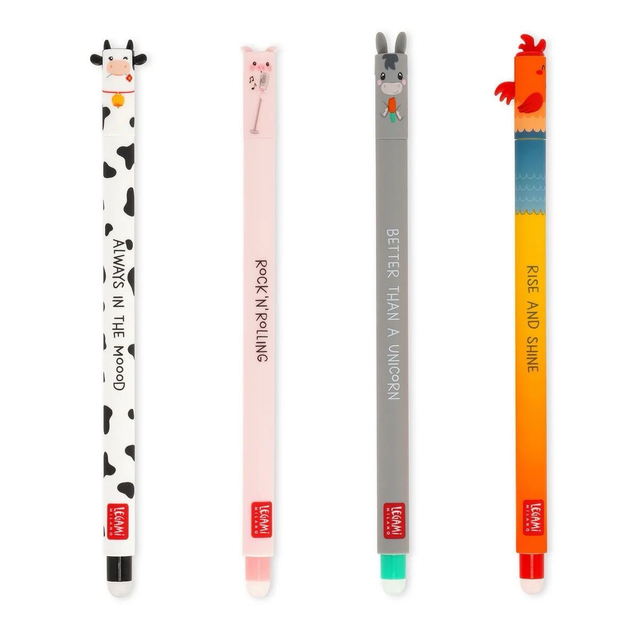 PREORDINE - Set di 4 Penne Gel Cancellabili Farm Sweet Farm