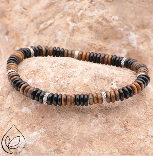 BRACELET ESSENTIANA SKARN ONYX, OEIL DE TIGRE A