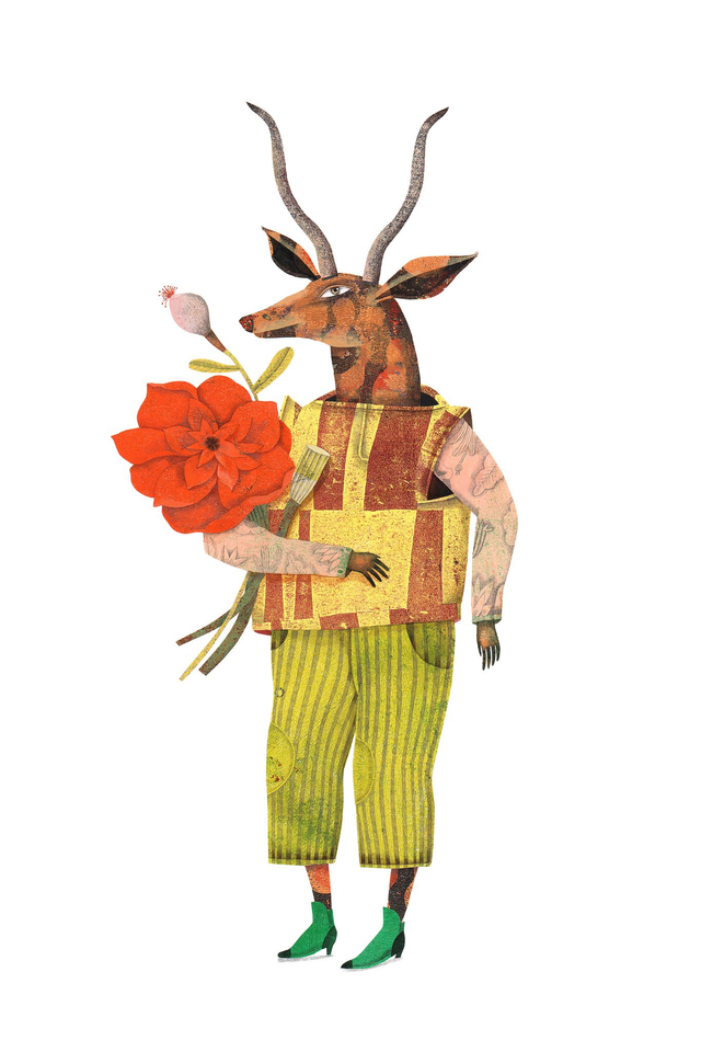 Antilope fleur orange - Tirage d'art 