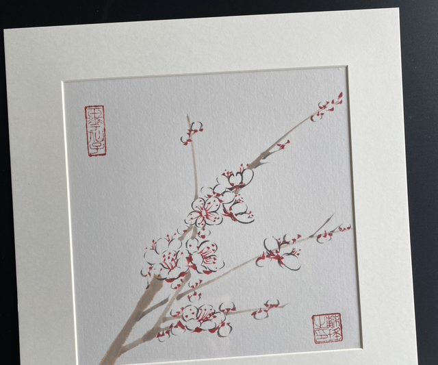 Original hand made plum blossom painting Window Mount,19cm*19m