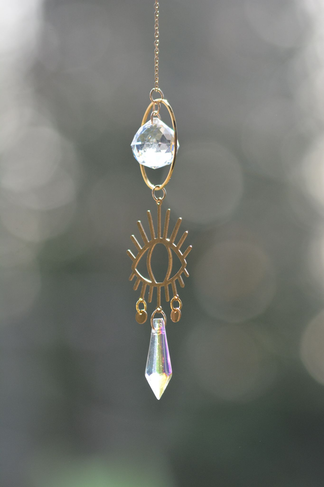 Attrape Soleil d'intérieur Upcyclé  - PROTECTEUR - Chambre à Air Valorisée &amp; Perles Recyclées - Pièce Unique