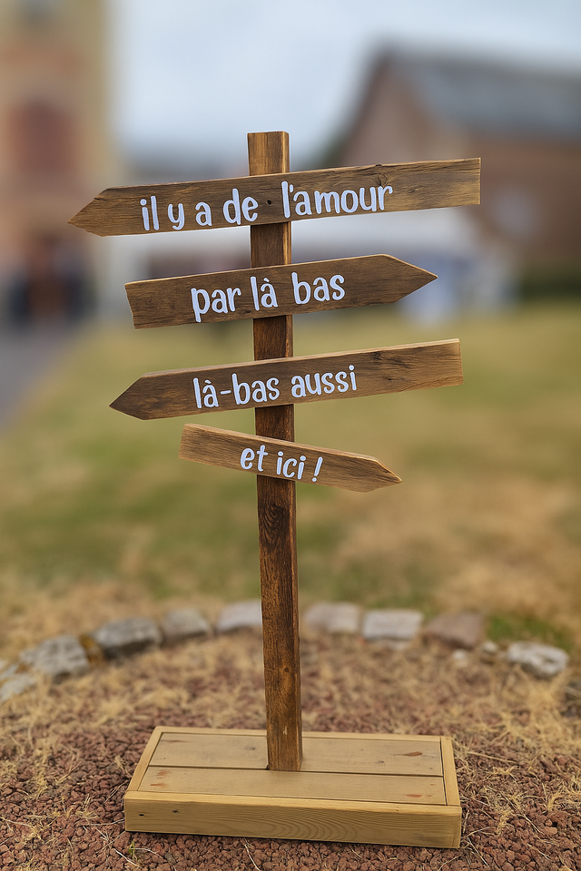 Panneau directionnel en bois 