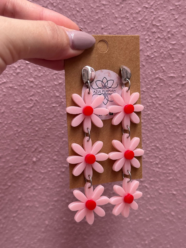 Brincos flores compridas