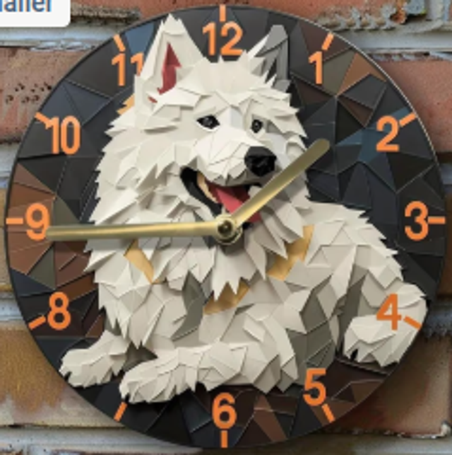 Vintage metalen klok Hond (20cm diameter)