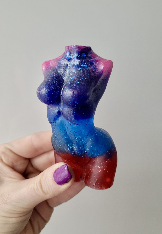Female Body Ornament - Pink, Blue & Red Glitter
