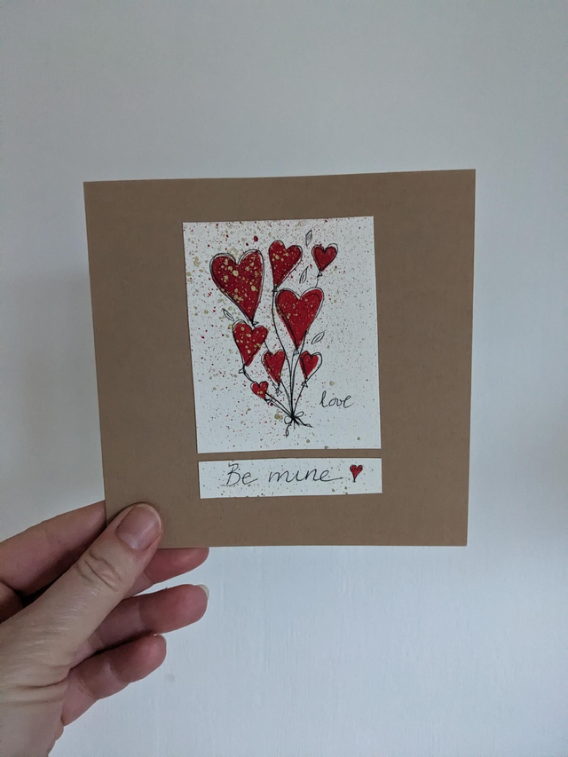 Hand Painted Valentine's Card - Be Mine