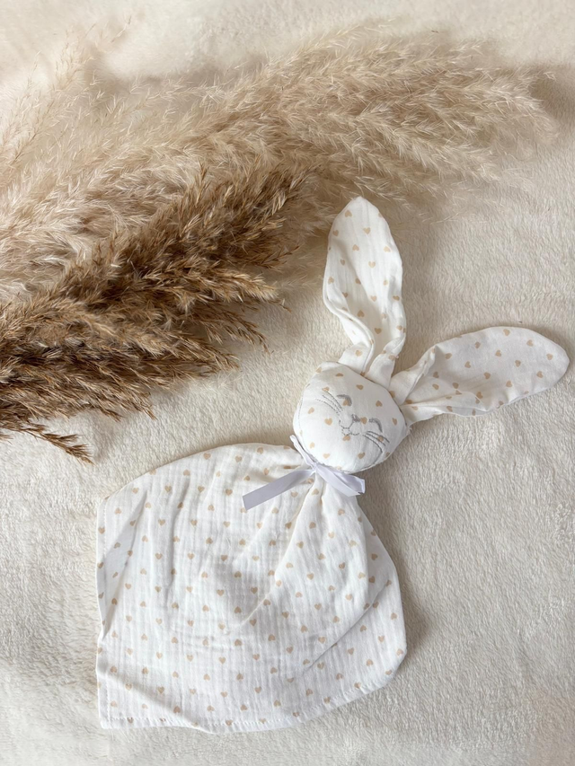 Doudou Lapin cœur beige 