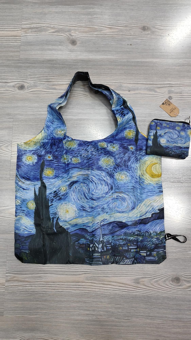 Borsa shopper tascabile Notte stellata di Vincent Van Gogh