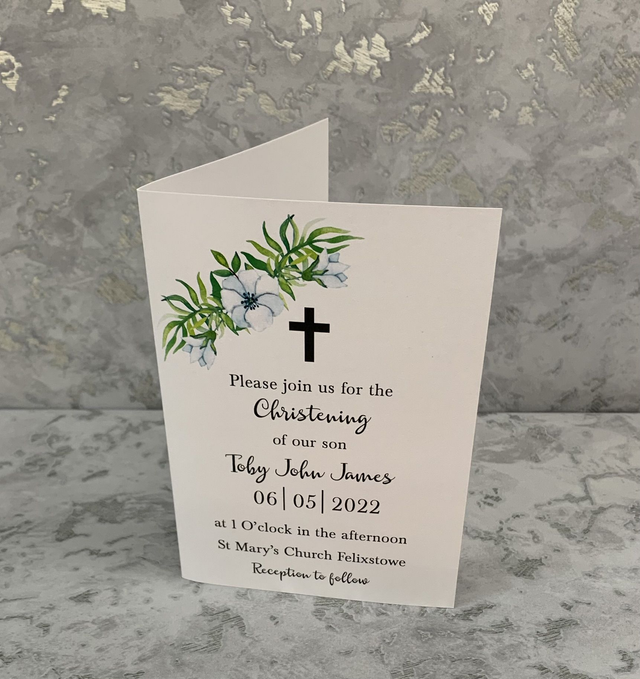Traditional style christening invitations