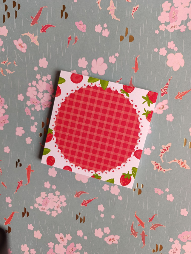 B-Ware Notizblock Erdbeer Picknick 10 x 10 cm 