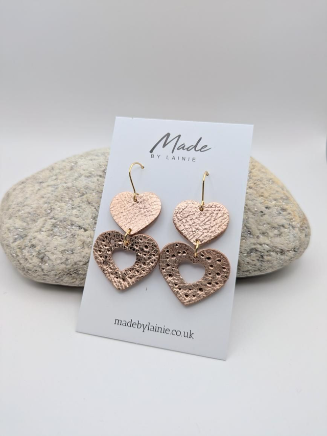 Metallic Heart Drop Earrings (2)