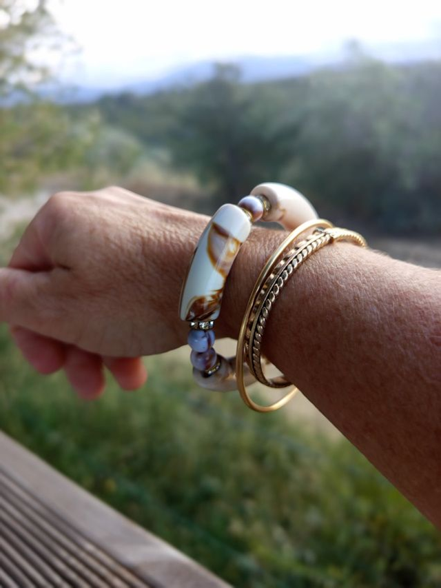 Bracelet perles tubes Arya marbré Savaana