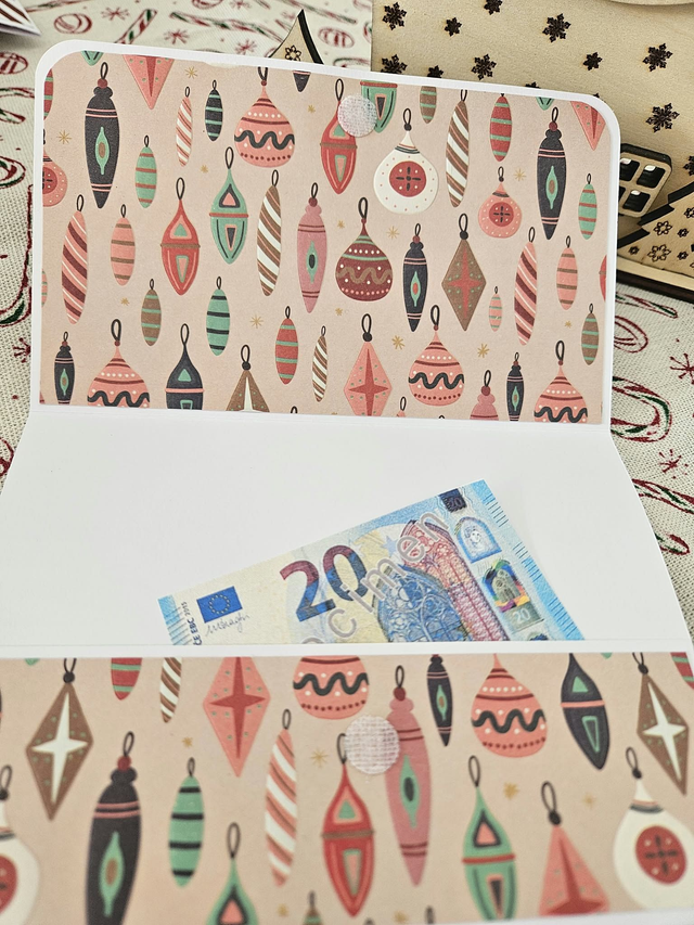 Pochette cadeau de Noël faite main – Pour chèque, billet ou carte cadeau