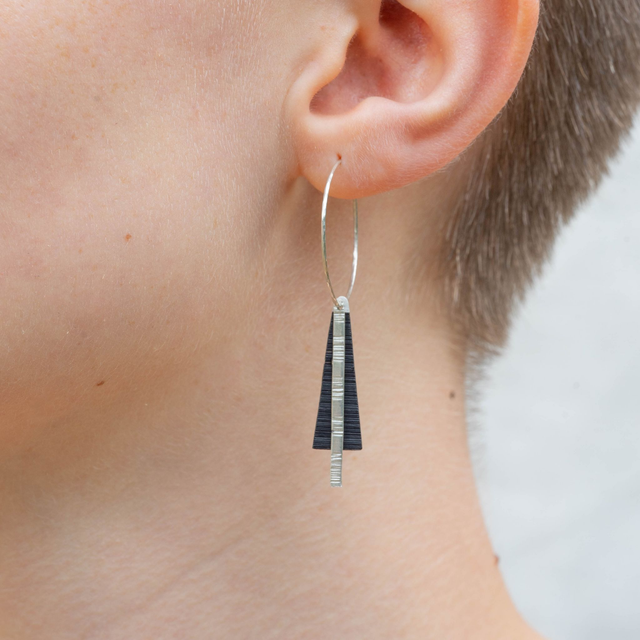 Boucles d'oreilles Tria - Argent, noir