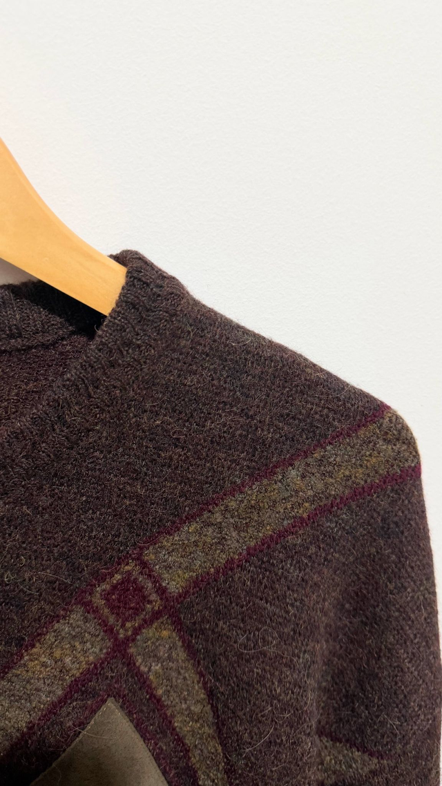 Bizzarro Italian Argyle Knit Sweater – Brown & Burgundy - L