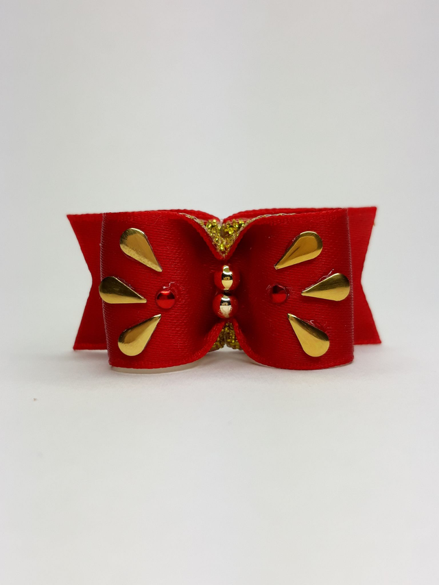 Noeud pour chien simple coque-rouge-doré