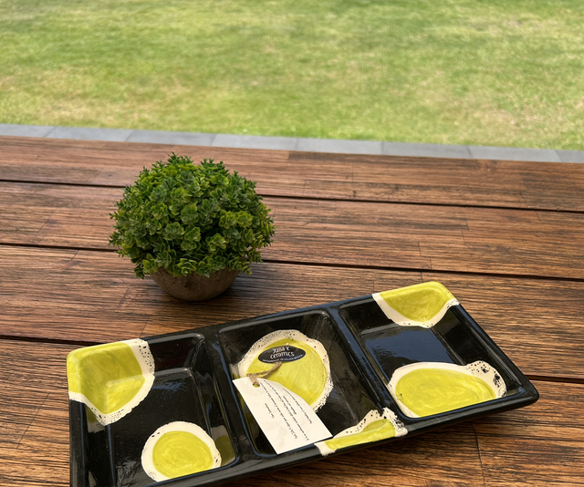 Cerámica Giraffe Lemon - Fuente 3 separaciones