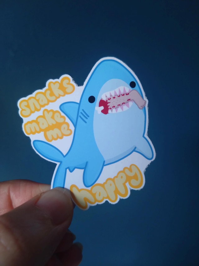 Shark snack die cut vinyl sticker 