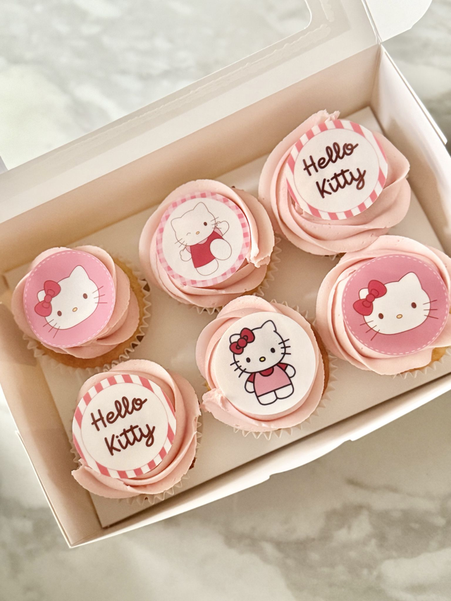 Hello Kitty Pink Birthday Cupcakes