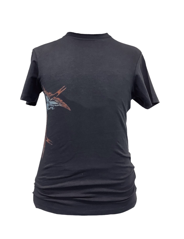 Swallows handprinted graphic art T-shirt 