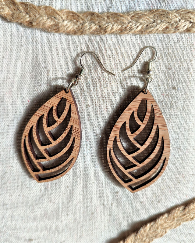 E03 – Boucles d'oreilles artisanales en bois CANOPY 3 –  Style Bohème