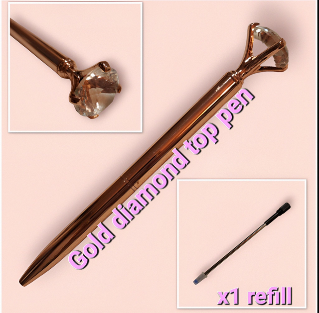 Diamond Topped Pen - Gold