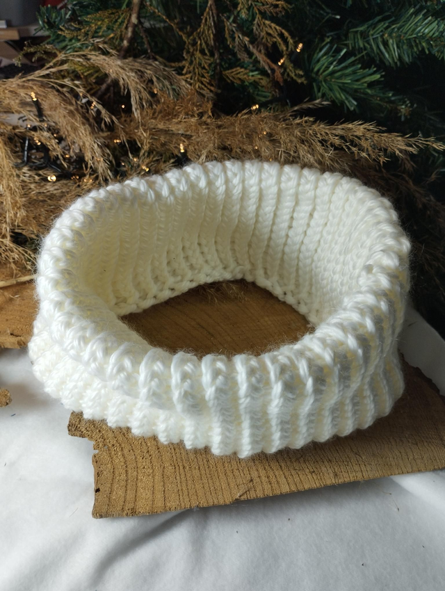 Snood / Tour de cou tricoté - taille adulte (Blanc)