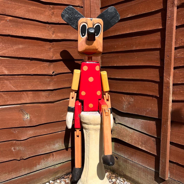 Vintage Naively Made Minnie Mouse Wooden Doll