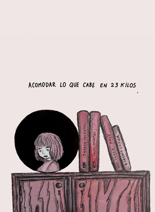 Set de 4 postales migrantes negro y rosa.