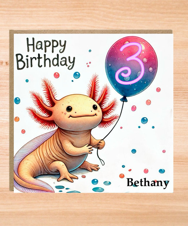 Personalised Axolotl Birthday Card