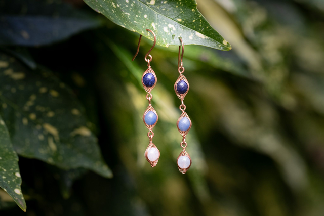 Boucles d&#039;oreille pendantes Bleues