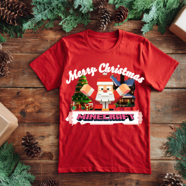 Minecraft Christmas DTF T-shirt