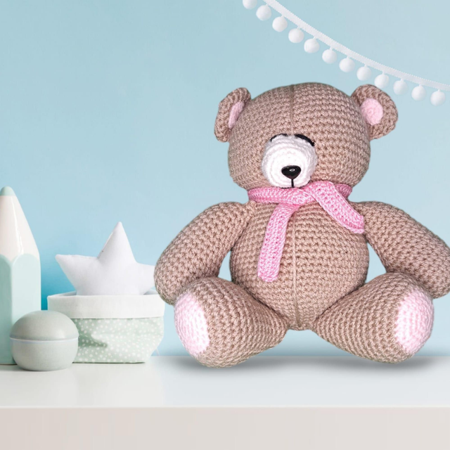 Gehaakte Knuffelbeer - Roze of Blauw