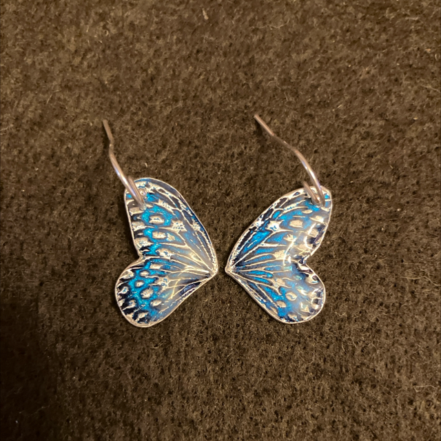 Blue butterfly earrings 