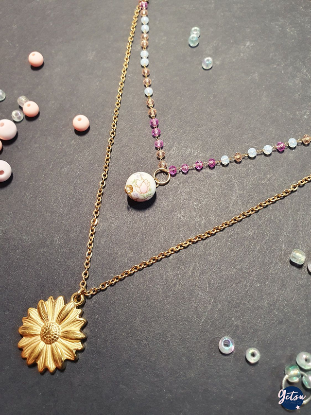 Collier double tournesol