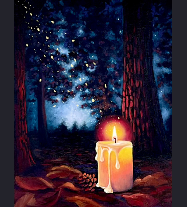 Original Painting Woodland Light
