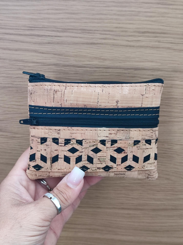 Porte monnaie deux poches triangles 