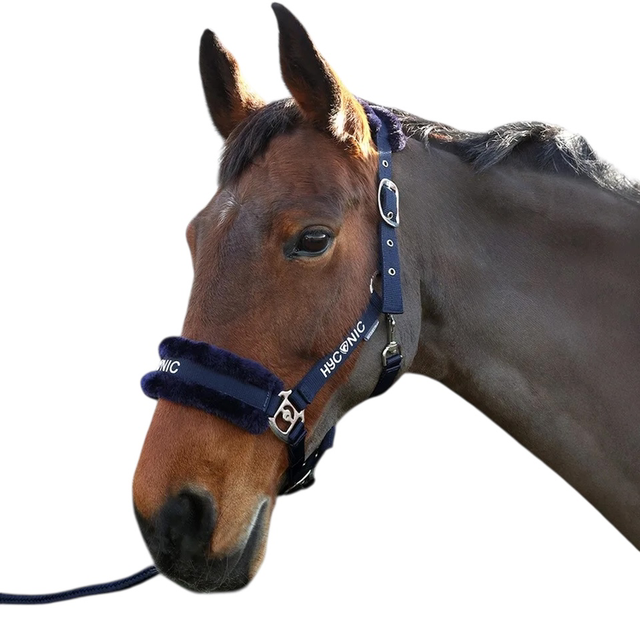 HYCONIC Faux Fur Head Collar &amp; Lead Rope NAVY