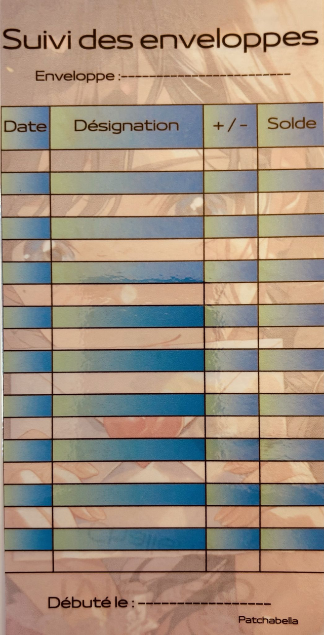 Suivi des enveloppes bleu