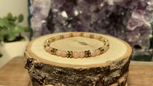 Bracelet PIERRE DE SOLEIL 4mm (Avec Hématites)